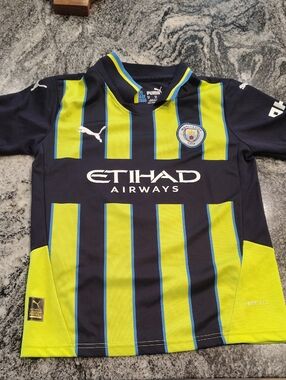 Puma Manchester City Kids' Navy & Lime Soccer Jersey
